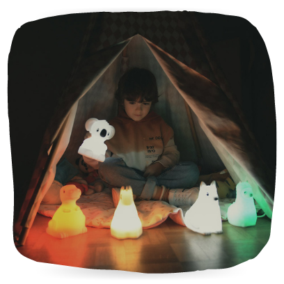 Petites veilleuses multicouleurs en forme d'animaux pour les enfants – KIDYWOLF – La marque belge de jouets pour enfants